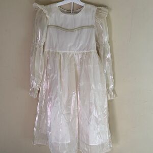 Girls Elegant Sheer White Dress